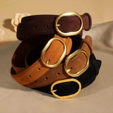 Montreux | Women Belt with Suede Material and Gold Buckle
