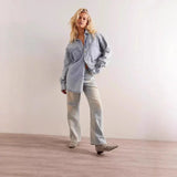 Marais | Women Overshirt With Washed Denim Fabric