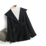 Ellen | Women's Belted Mid-Length Cashmere Blend Coat with Hood