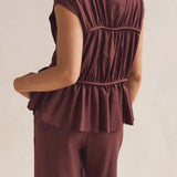 Elodie | Women Top With Ruched Bodice Peplum Hem