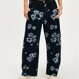 Florence | Women's Printed Wide Leg Denim Pants with High Waist