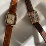 Audrey | Women Wrist Watch with Rectangle Dial and Leather Strap