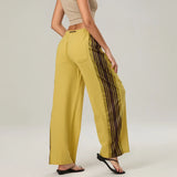 Kyla | Women's High Waist Striped Cotton Pants with Elastic Waist