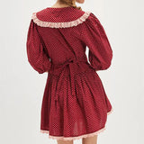 Ellen | Women's Puff Sleeve Mini Dress with Lace Collar and A-Line Silhouette