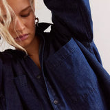 Marais | Women Overshirt With Washed Denim Fabric