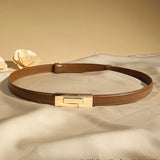 Camille | Women Leather Belt with Gold Buckle and Smooth Finish