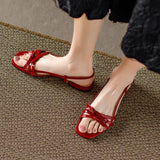 Marinette | Women's Flats with Bow Straps and Open-Toe