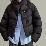Veyra | Women's Quilted Cropped Jacket with High Neck and Bold Front Clasps