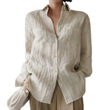 Lily | Women Shirt With Linen Pleated Texture