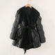 Juliette | Women's Mid-Length Duck Down Coat with Wool Fringe Lapel and Belted Waist