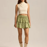 Viora | Women's Skirt with Stretch Waist and Ruffle Layers