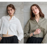 Skye | Women Shirt With Linen Cropped Fit