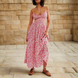 Marlowe | Women's Floral Maxi Dress with Ruched Bodice and Spaghetti Straps