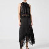 Isabelle | Women's Satin Lace Halter Dress