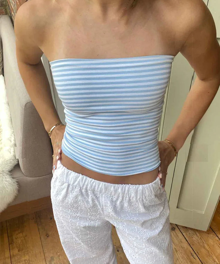Riley | Women's Strapless Cropped Tube Top Backless