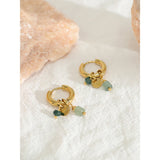 Celeste | Women's Hoop Earrings with Stone Charm and Hinged Closure