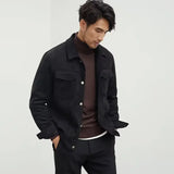 Vincent | Men Jacket with Structured Twill and Suede