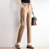 Verona | Women's High Waist Straight Leg Cropped Trousers