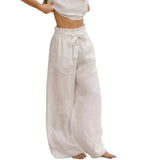 Calla | Women's Pants with Ruffled Waistband and Tie Belt