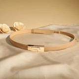 Camille | Women Leather Belt with Gold Buckle and Smooth Finish