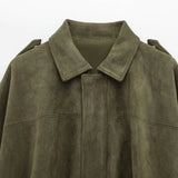 Wendy | Women's Suede Overshirt with Structured Lapel and Hidden Zip Closure