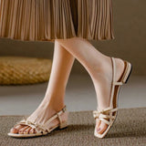Marinette | Women's Flats with Bow Straps and Open-Toe