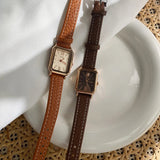 Audrey | Women Wrist Watch with Rectangle Dial and Leather Strap