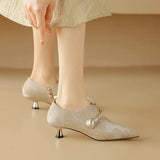 Ellen | Women Mid-Heels with Pointed Toe and Metallic-Accents