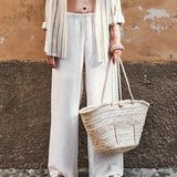 Marina | Women's Pants with Drawstring Waistband and Wide Legs