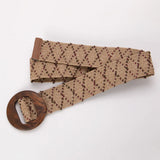 Calla | Women Belt with Woven Straw and Wood Buckle