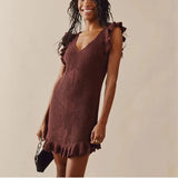 Maribelle | Women's Ruffled Crochet Knit Cover-Up Dress