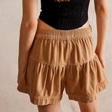 Francesca | Women's Shorts with Button Waist and Ruched Panels