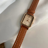 Audrey | Women Wrist Watch with Rectangle Dial and Leather Strap