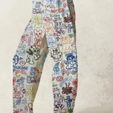 Florence | Women's Printed Wide Leg Denim Pants with High Waist