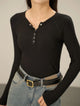 Francesca | Women Top With Ribbed Henley Design