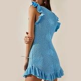 Maribelle | Women's Ruffled Crochet Knit Cover-Up Dress
