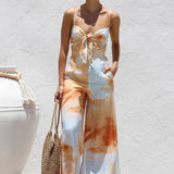 Adeline | Women's Wide Leg Jumpsuit with Bow Waist Detail