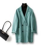 Cecilia | Women's Double-Breasted Wool Coat with Structured Straight Cut