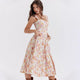 Ruth | Women's Floral Midi Dress with Corset Bodice and High Slit