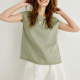 Sophie | Women Top With Linen Petal Sleeve Women Top With Linen Relaxed Fit