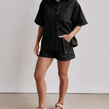 Rowan | Women's Denim Two Piece Set Cargo Shorts