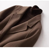 Cecilia | Women's Double-Breasted Wool Coat with Structured Straight Cut