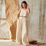 Everly | Women's Wide Leg Linen Pants with Elastic Waist