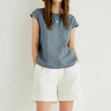 Sophie | Women Top With Linen Petal Sleeve Women Top With Linen Relaxed Fit