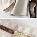 Annabelle | Women's High Waist Wide Leg Wool Blend Trousers