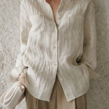 Lily | Women Shirt With Linen Pleated Texture