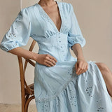 Beatrice | Women's Maxi Dress with V-Neck and Pleated Skirt