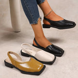 Veyla | Women's Sling Flats - Cushioned Sole - Square-Toe - Slingback Strap