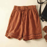 Lenora | Women's Shorts with Drawstring Waist and Lace Trim
