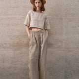 Evelyn | Women Top With Linen Boxy Cropped Fit
